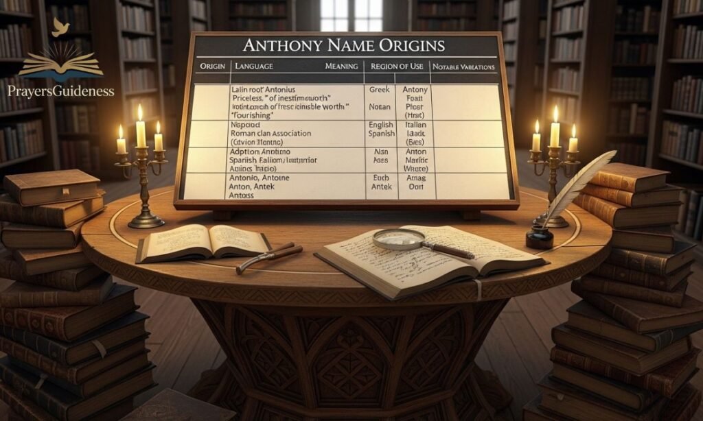 Anthony Name Origins Table